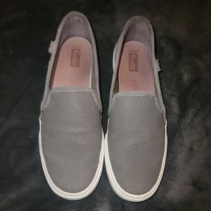 Women's KEDS Double Decker Canvas Slip On Sneaker, size 9, gray
